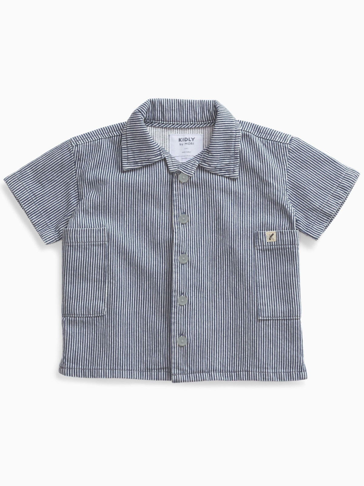Dsiney Kidz - KIDLY by MORI Blue Soft Denim Stripe Shirt image 4