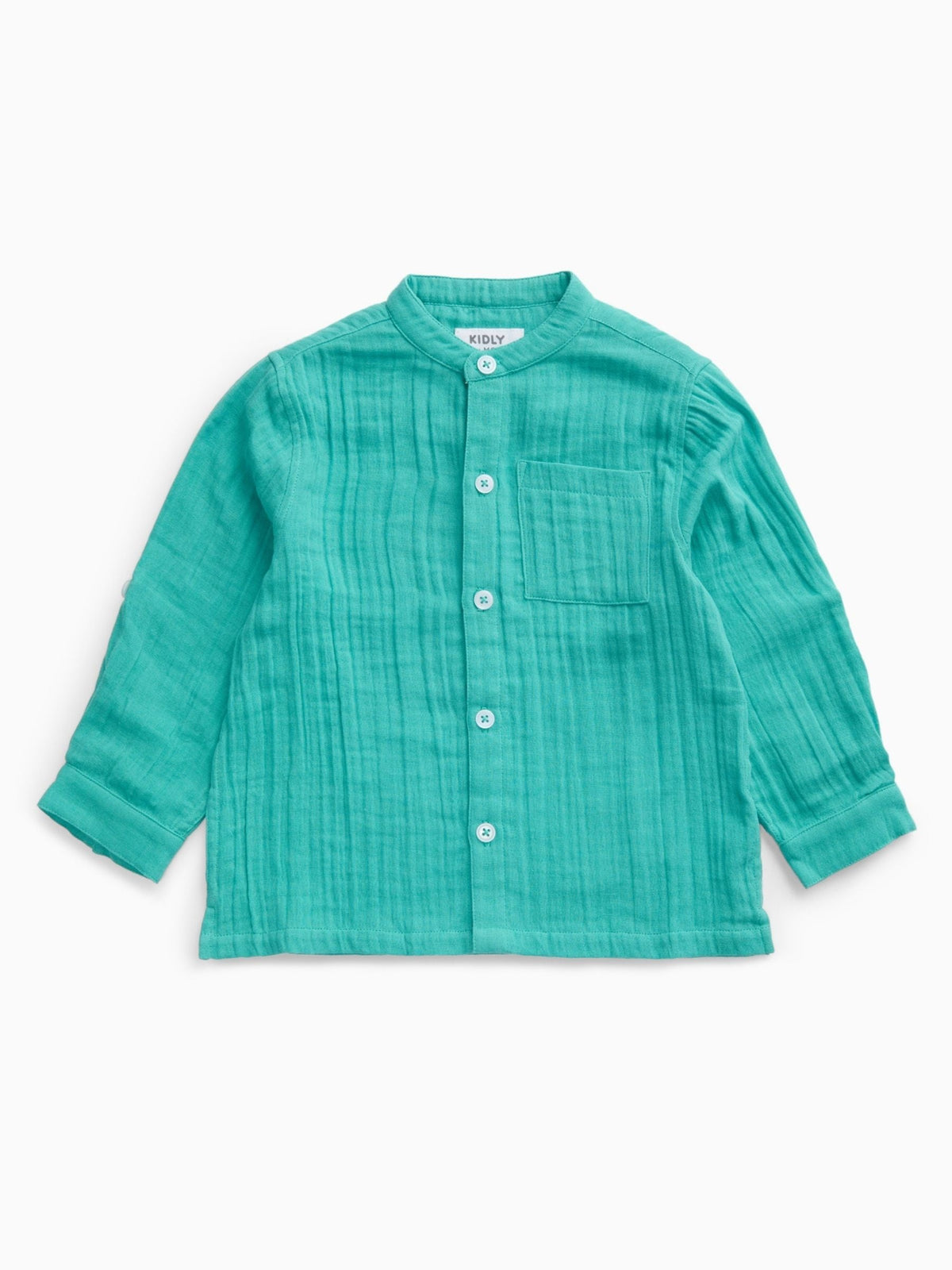 Dsiney Kidz - KIDLY by MORI Green Soft Cotton Muslin Shirt image 4