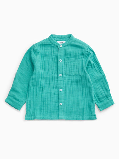 Dsiney Kidz - KIDLY by MORI Green Soft Cotton Muslin Shirt image 4