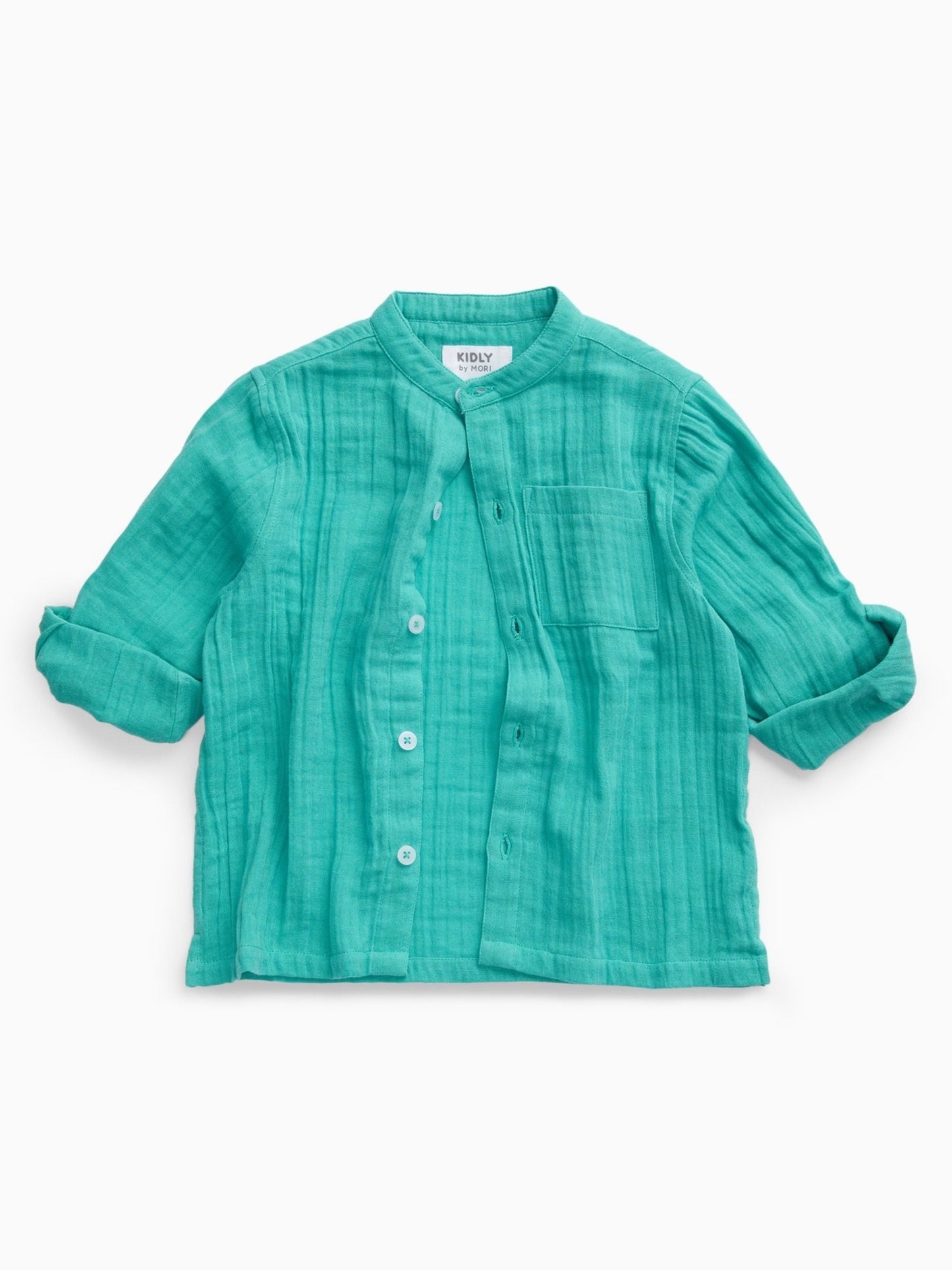 Dsiney Kidz - KIDLY by MORI Green Soft Cotton Muslin Shirt image 5