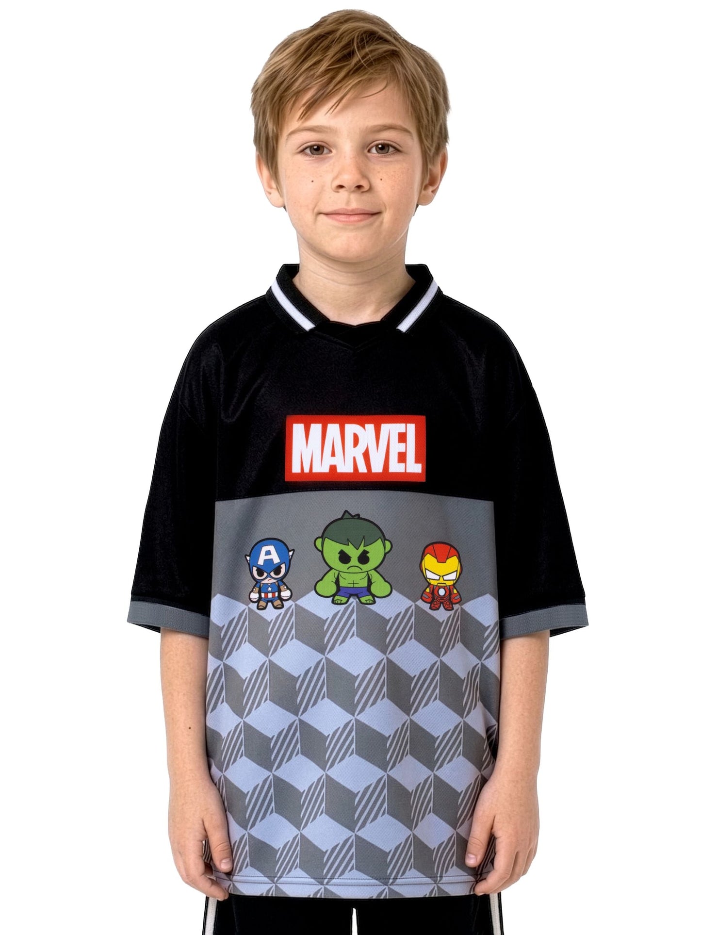Dsiney Kidz - Character Grey Marvel Avengers Iron Captain America And Spider-Man Football Shirt image 2