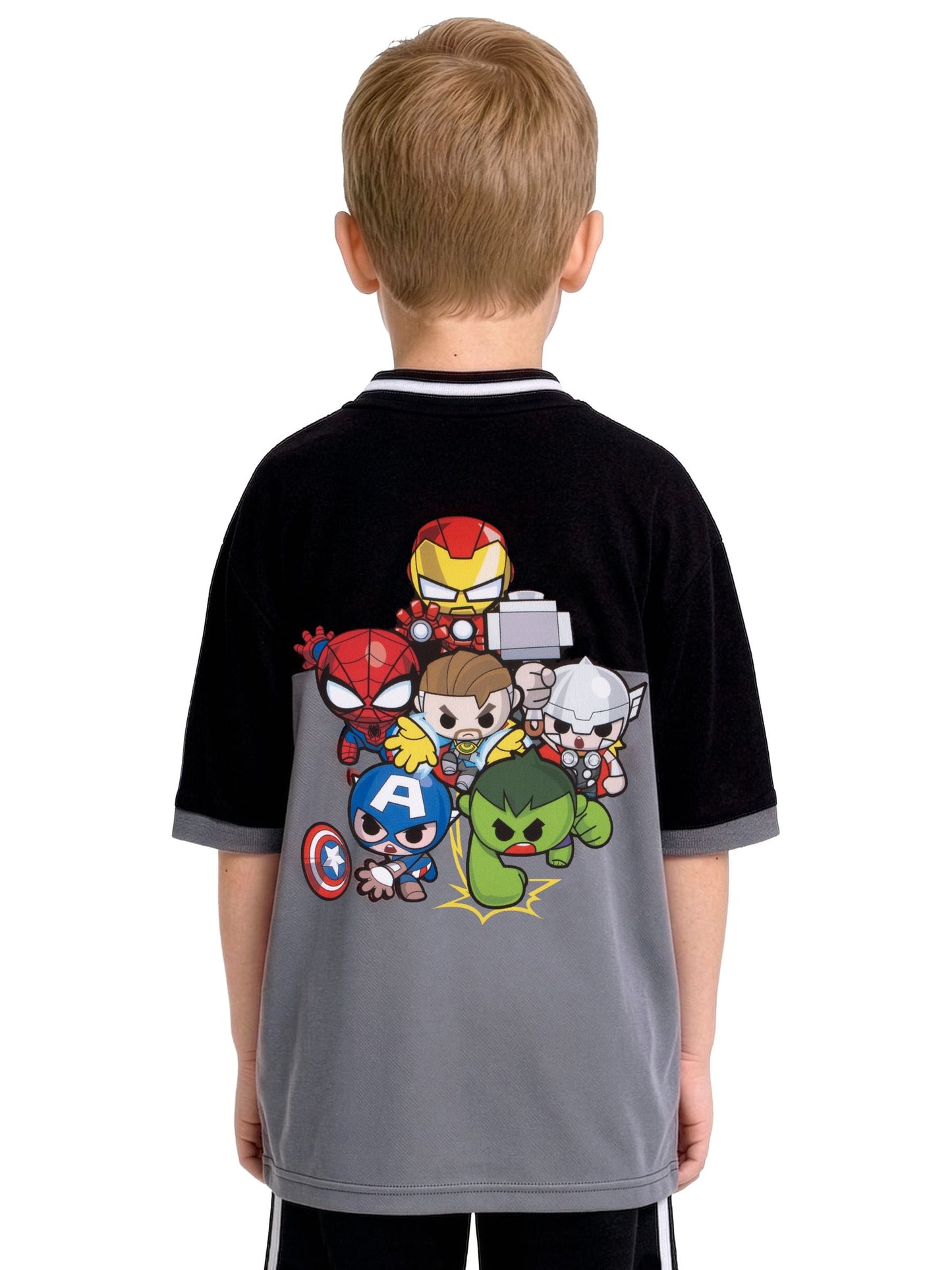 Dsiney Kidz - Character Grey Marvel Avengers Iron Captain America And Spider-Man Football Shirt image 4