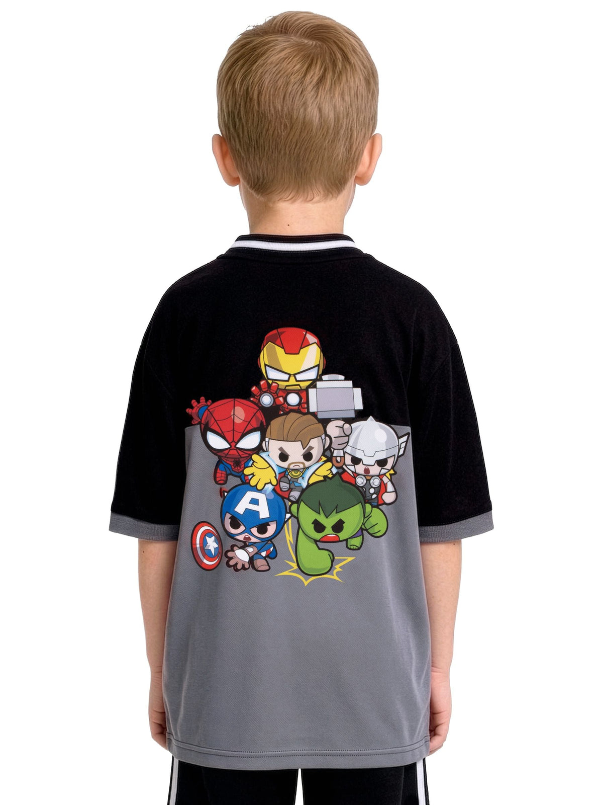 Dsiney Kidz - Character Grey Marvel Avengers Iron Captain America And Spider-Man Football Shirt image 4