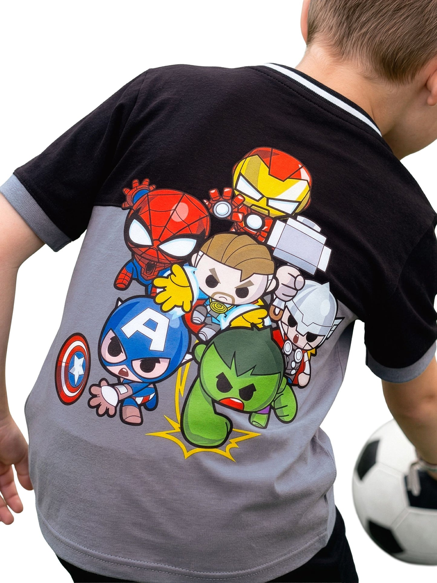 Dsiney Kidz - Character Grey Marvel Avengers Iron Captain America And Spider-Man Football Shirt image 7