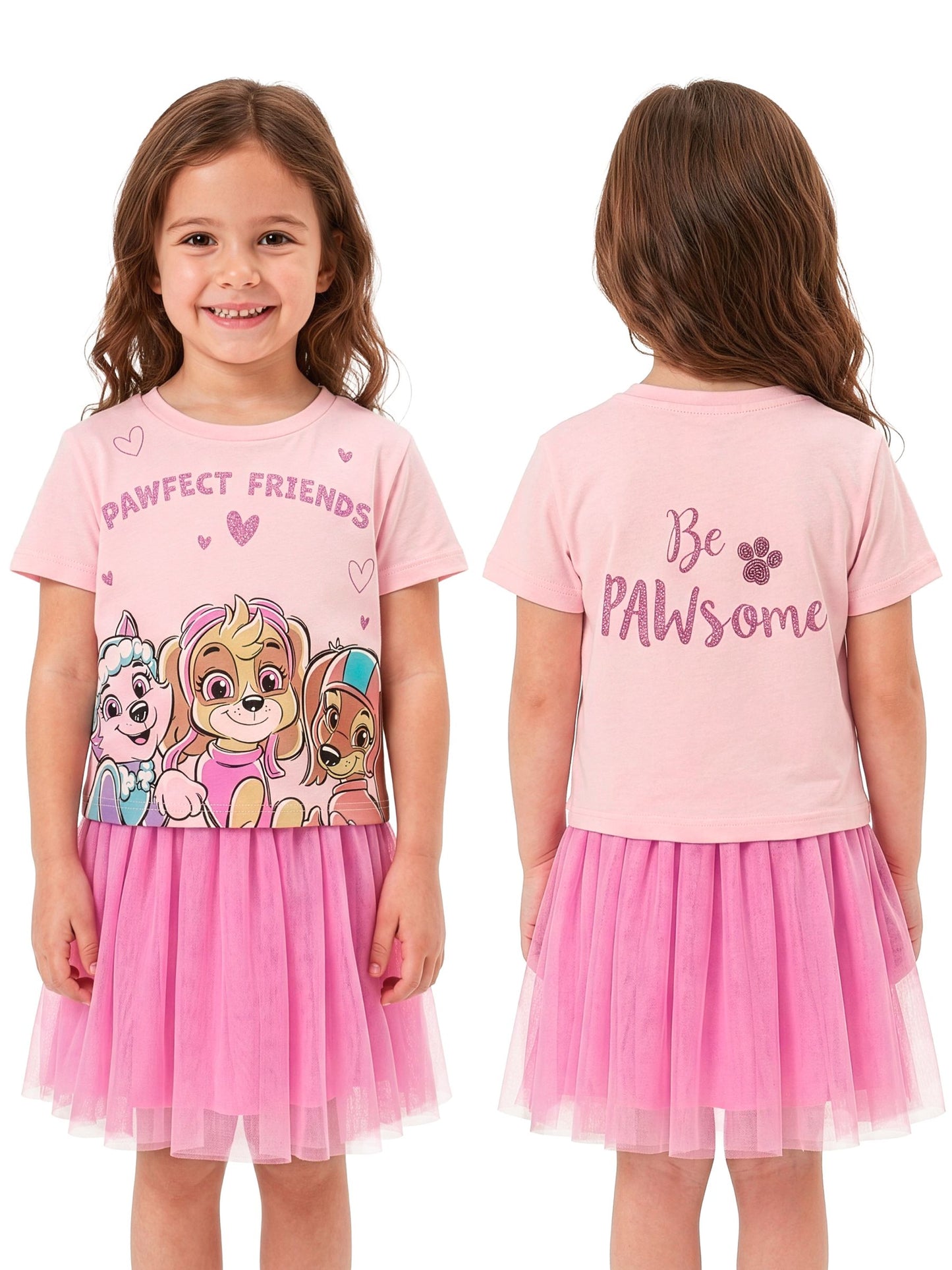 Character Pink Paw Patrol Skye Liberty And Everest T-Shirt And Skirt Set image 7