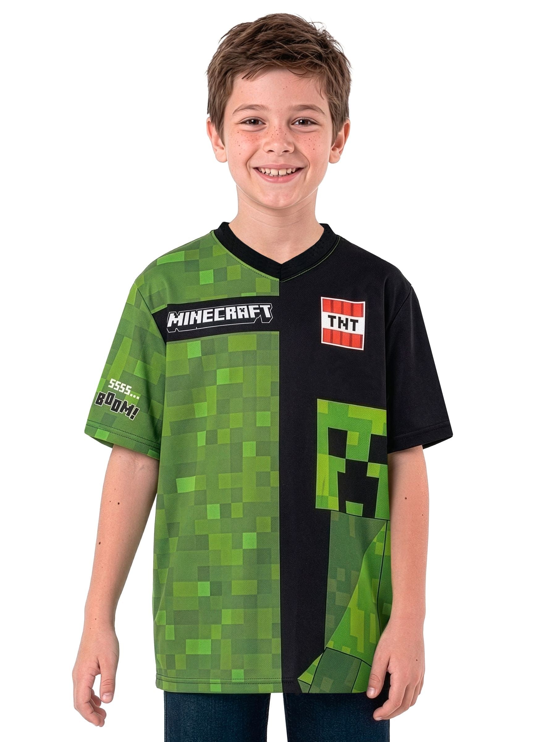 Dsiney Kidz - Character Green Minecraft Creeper Football Shirt image 2
