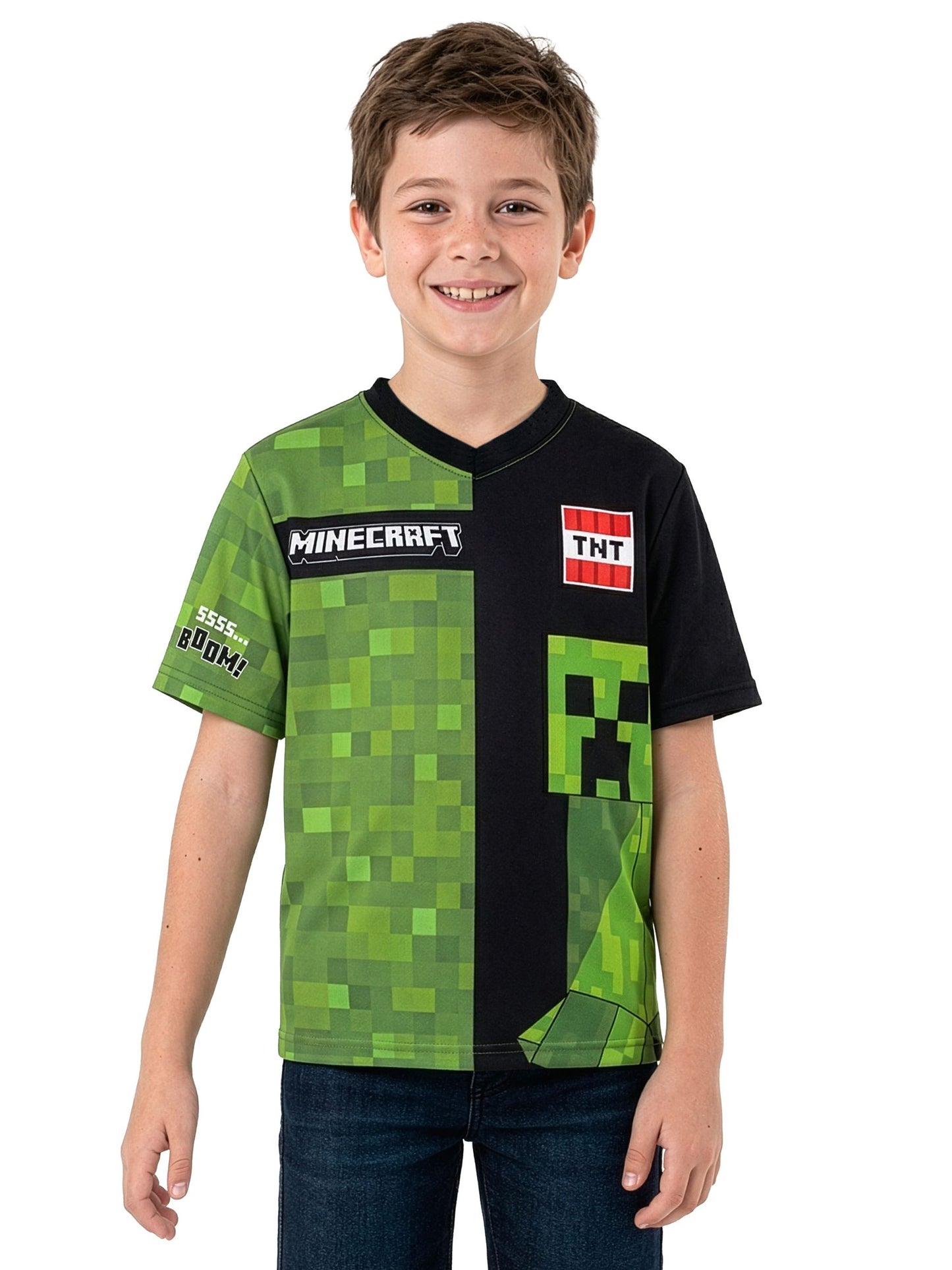Dsiney Kidz - Character Green Minecraft Creeper Football Shirt image 3