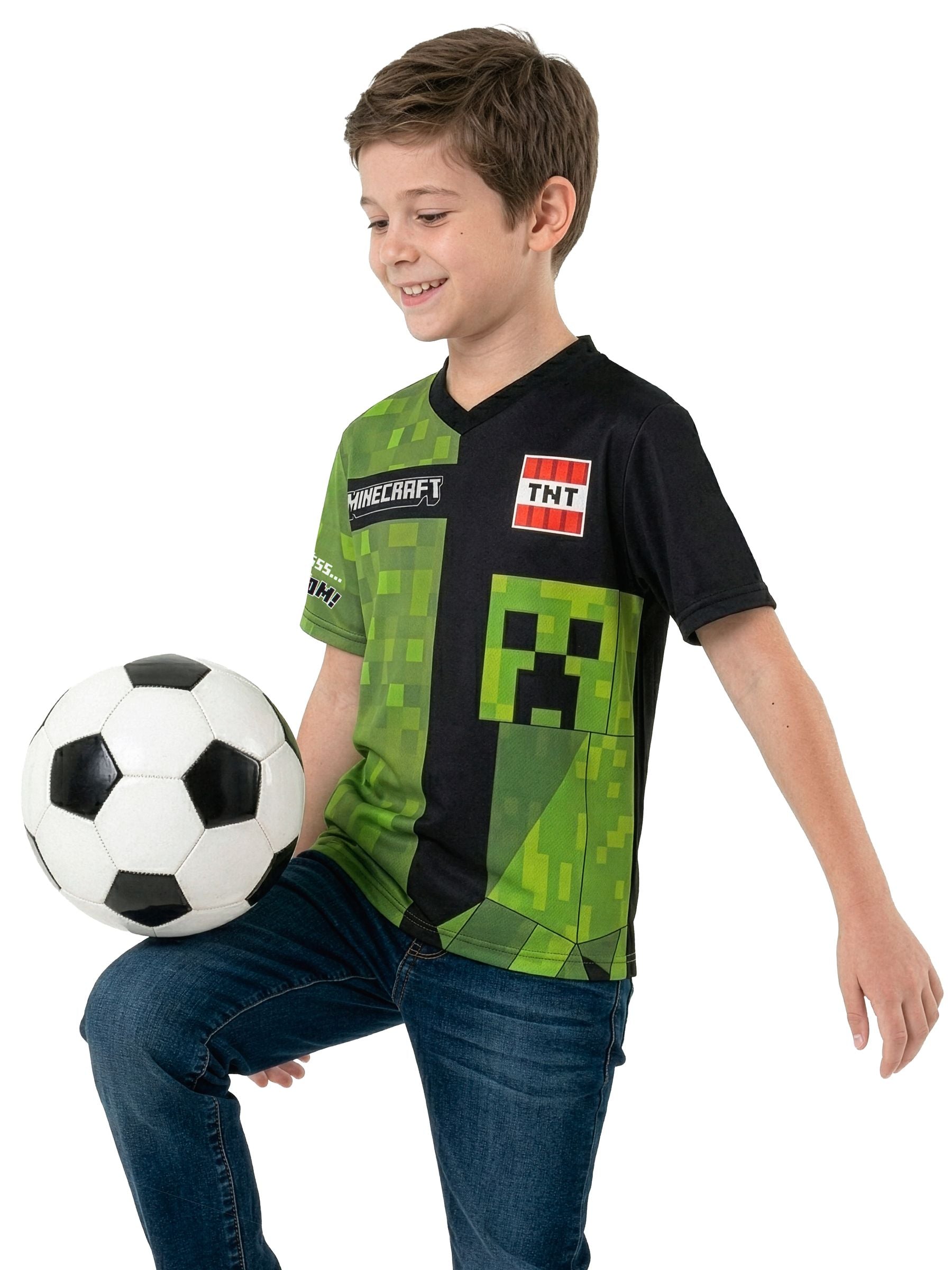Dsiney Kidz - Character Green Minecraft Creeper Football Shirt image 6