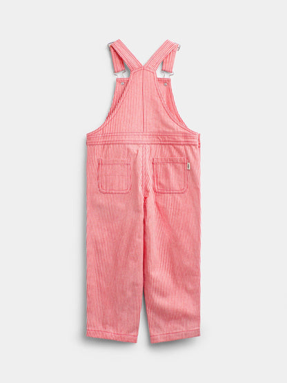 JoJo Maman Bébé Bright Red Cherry Pinstripe Dungaree & Printed Top Set - image 3