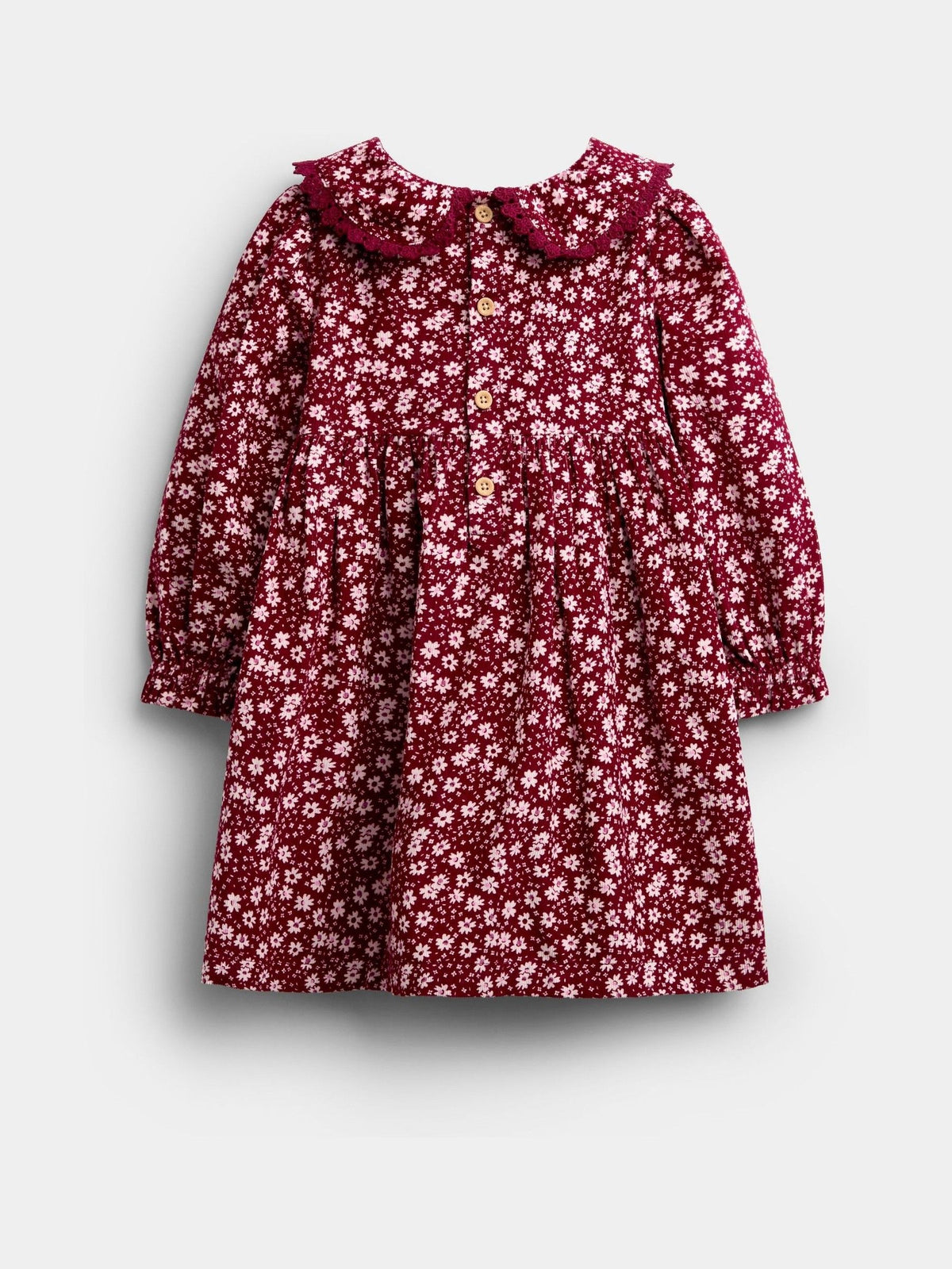 Dsiney Kidz - JoJo Maman Bébé Berry Red Floral Smocked Cord Dress image 2