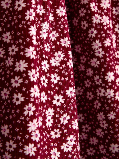 Dsiney Kidz - JoJo Maman Bébé Berry Red Floral Smocked Cord Dress image 4