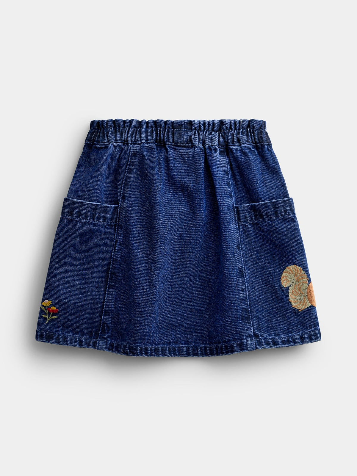 JoJo Maman Bébé Dark Blue Denim Fox & Squirrel Appliqué Denim Skirt & Rib Top - image 6