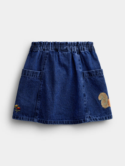 JoJo Maman Bébé Dark Blue Denim Fox & Squirrel Appliqué Denim Skirt & Rib Top - image 6