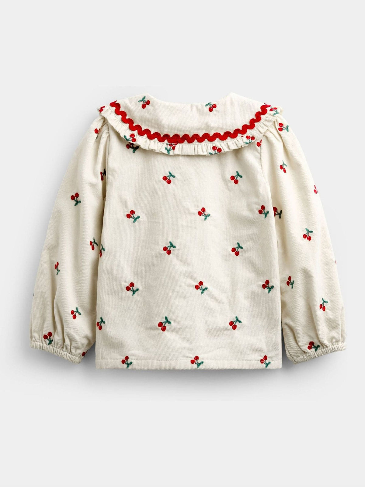 Dsiney Kidz - JoJo Maman Bébé Cream Cherry Embroidered Cord Blouse image 2