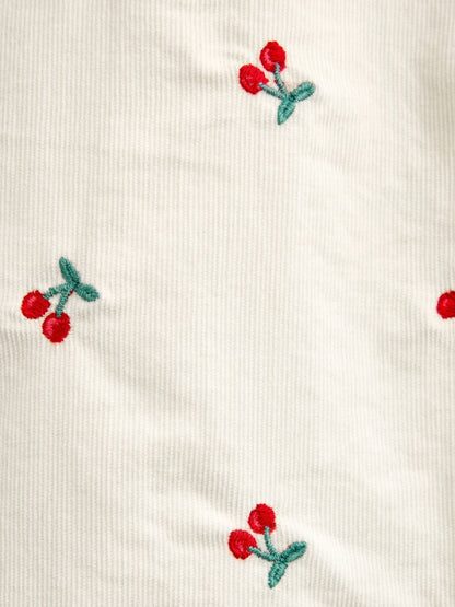 Dsiney Kidz - JoJo Maman Bébé Cream Cherry Embroidered Cord Blouse image 4