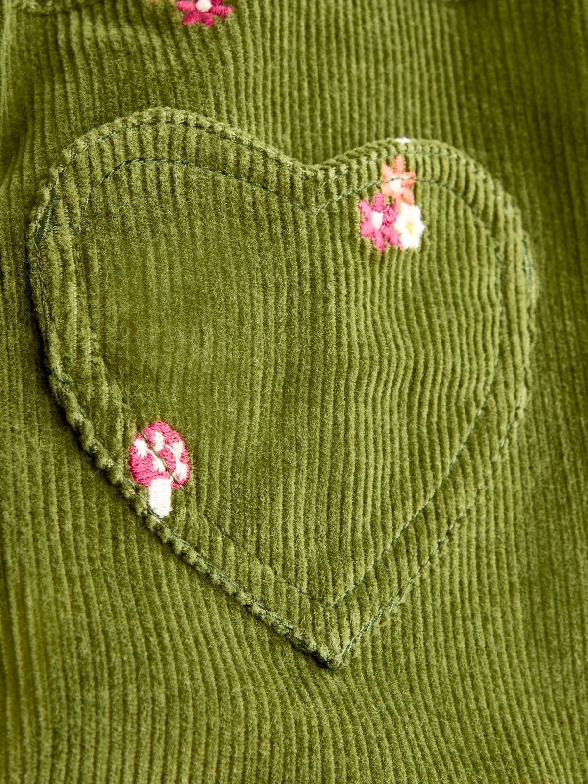 Dsiney Kidz - JoJo Maman Bébé Khaki Green Toadstool Embroidered Cord Trousers image 3