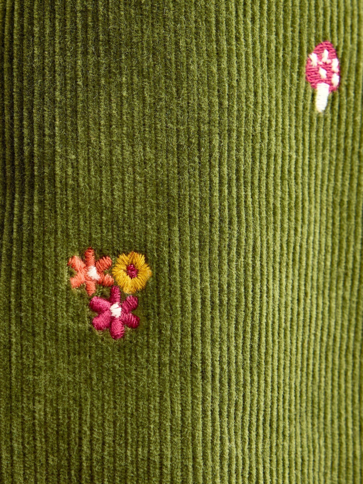 Dsiney Kidz - JoJo Maman Bébé Khaki Green Toadstool Embroidered Cord Trousers image 4