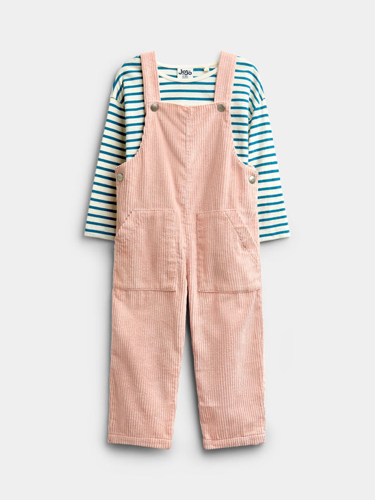 Dsiney Kidz - JoJo Maman Bébé Dusky Pink Chunky Cord Dungaree And Top Set image 1