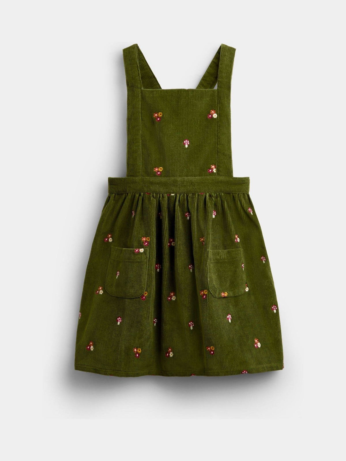 JoJo Maman Bébé Khaki Green Woodland Embroidered Cord Pinafore & Blouse Set - image 4