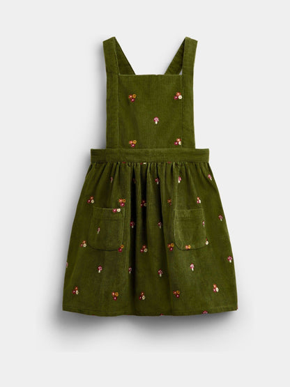 JoJo Maman Bébé Khaki Green Woodland Embroidered Cord Pinafore & Blouse Set - image 4