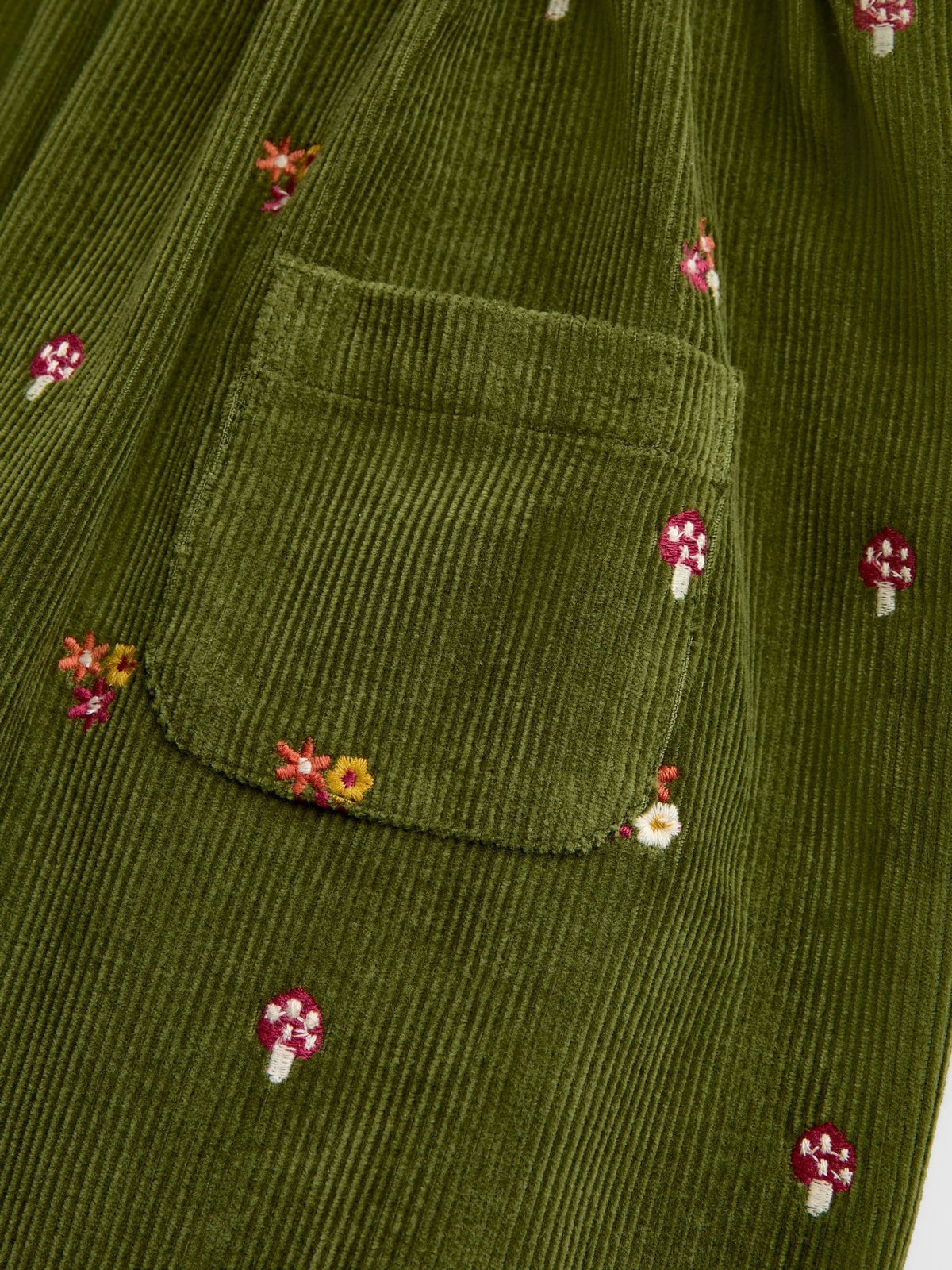 JoJo Maman Bébé Khaki Green Woodland Embroidered Cord Pinafore & Blouse Set - image 7