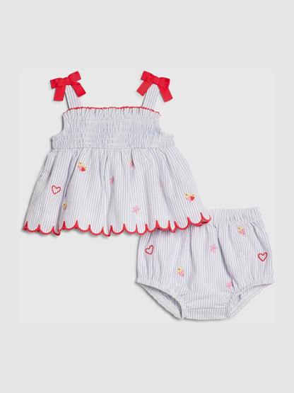 River Island Blue Stripe Fruit Bloomer Top & Short Set image 1