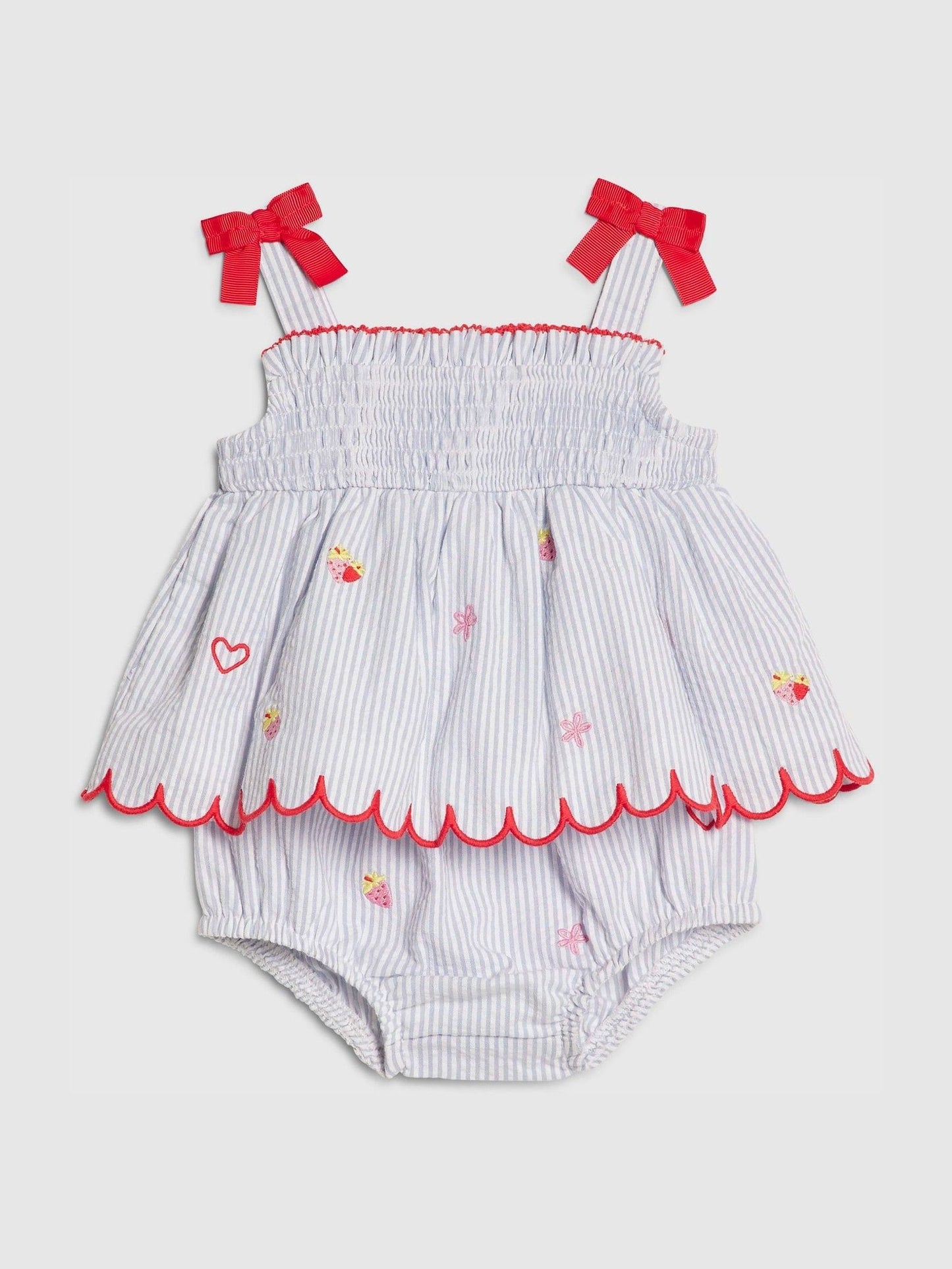 River Island Blue Stripe Fruit Bloomer Top & Short Set image 3