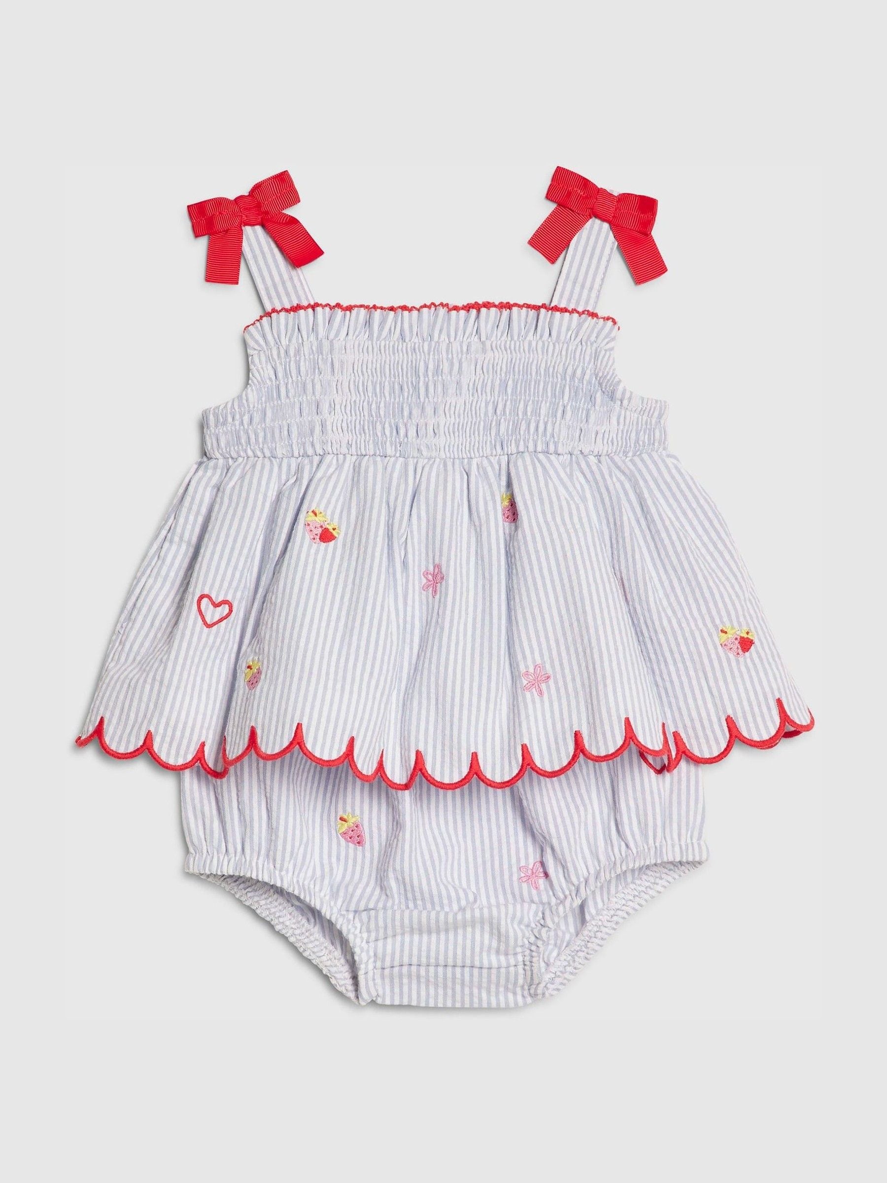 River Island Blue Stripe Fruit Bloomer Top & Short Set image 3