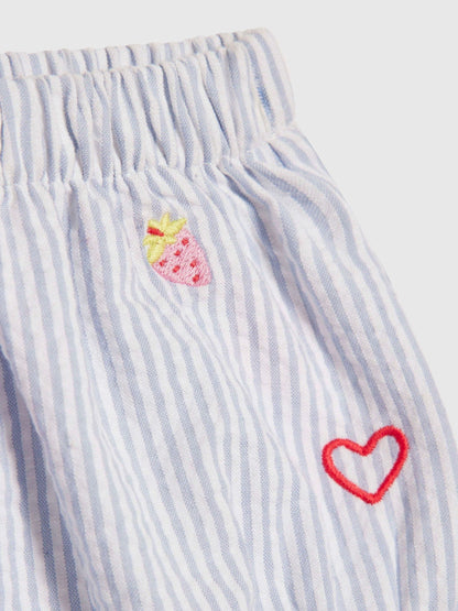 River Island Blue Stripe Fruit Bloomer Top & Short Set image 4