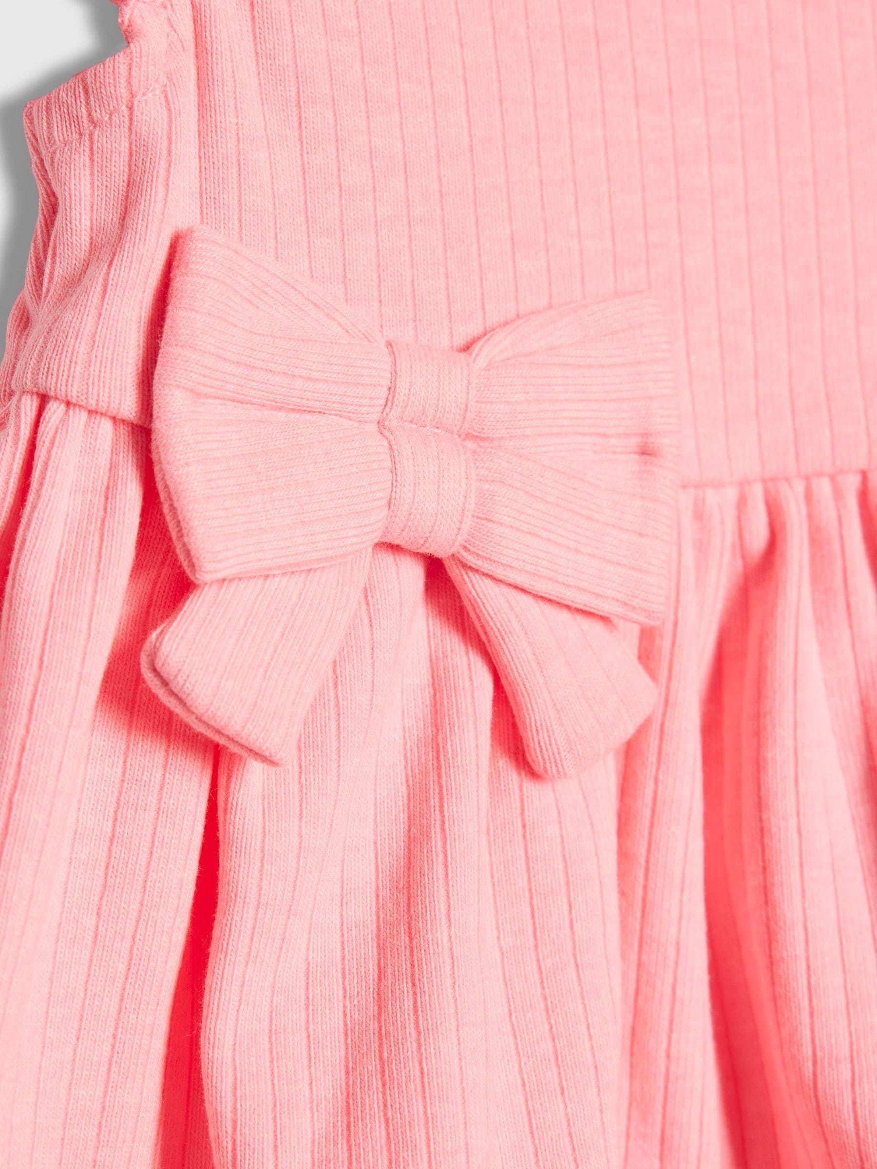 River Island Pink Bow Peplum Rib Top and Shorts Set image 4