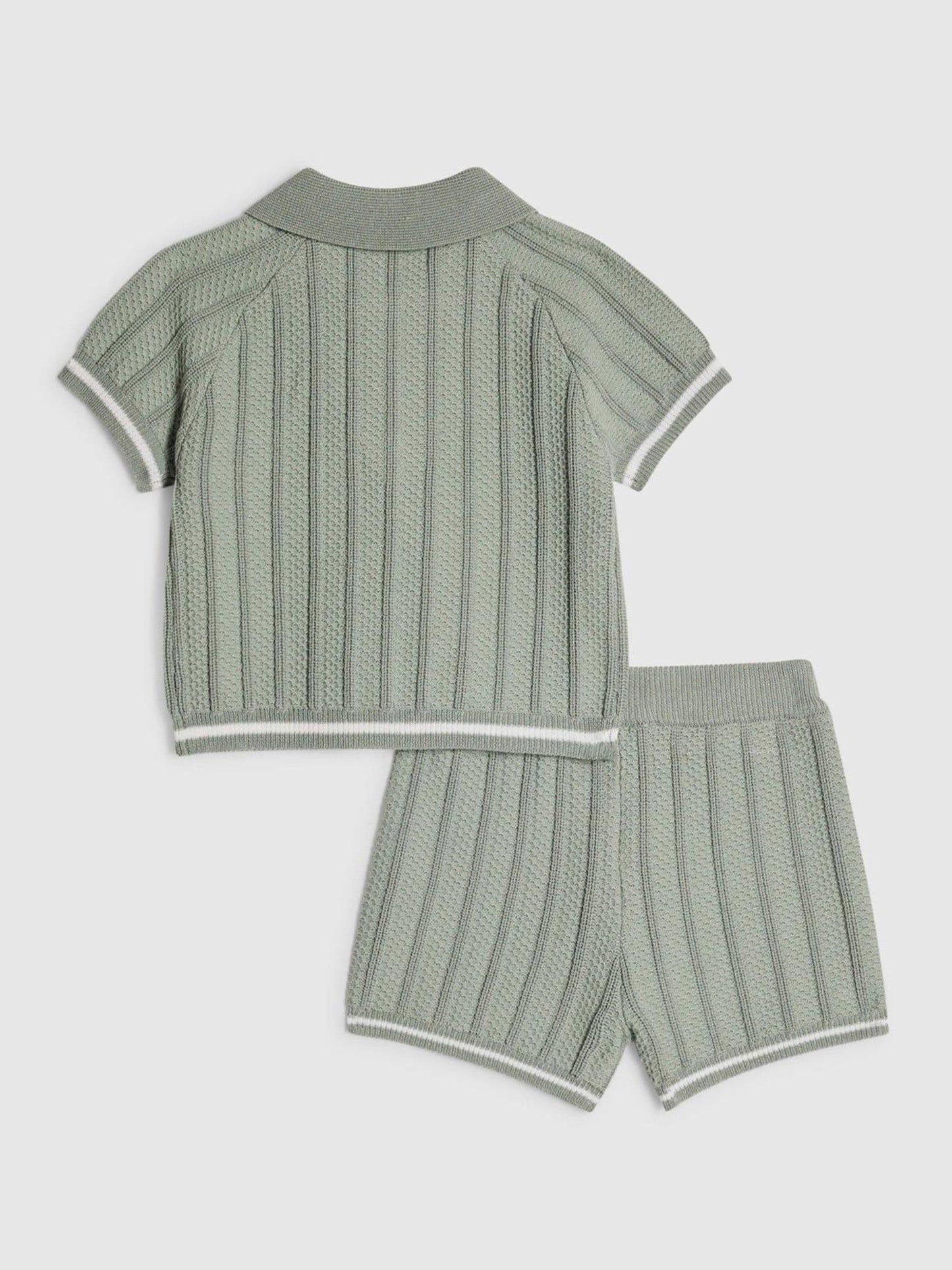 River Island Green Knitted Polo Top & Short Set image 2