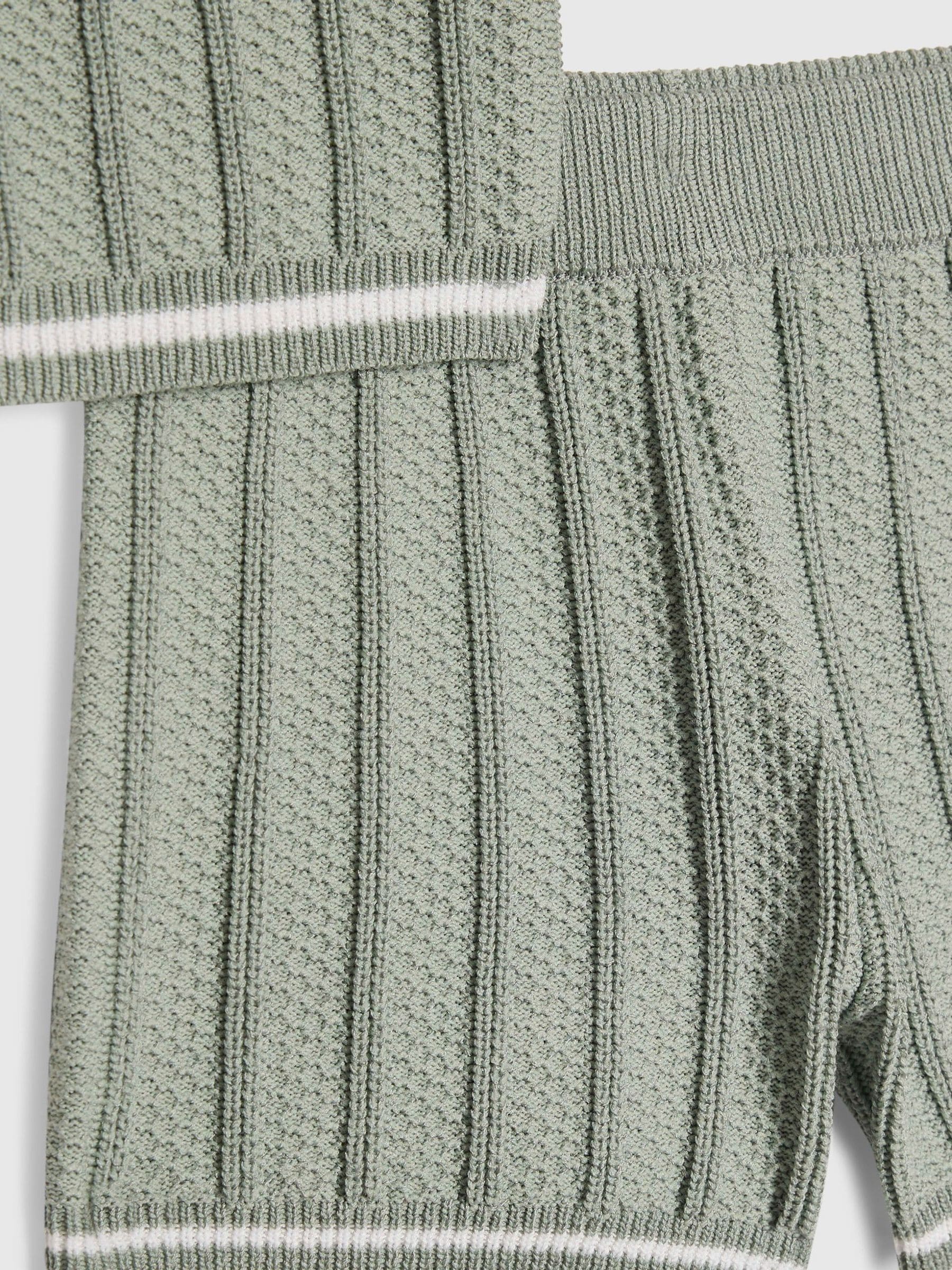 River Island Green Knitted Polo Top & Short Set image 4