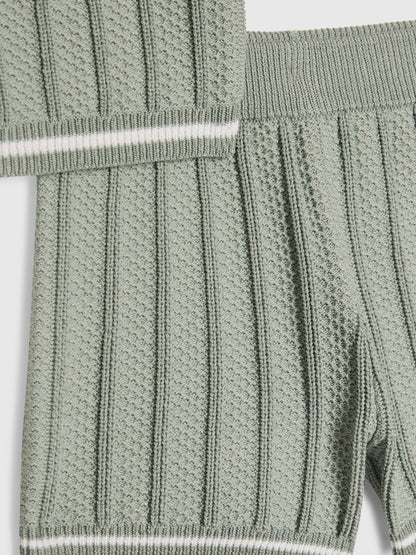 River Island Green Knitted Polo Top & Short Set image 4