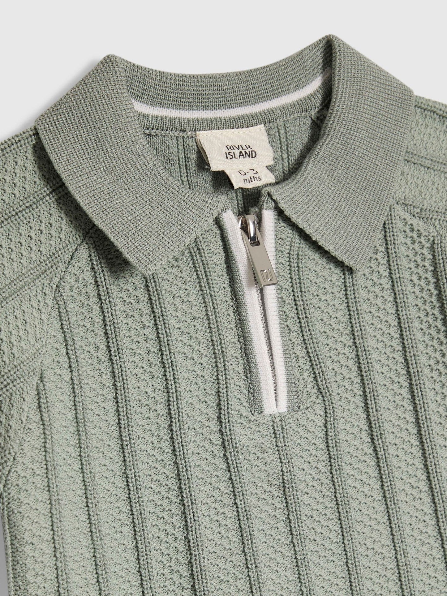 River Island Green Knitted Polo Top & Short Set image 5
