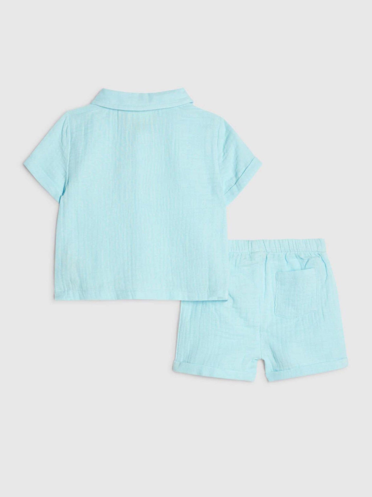 River Island Blue Cool Dude Cheesecloth Shirt & Short Set image 2