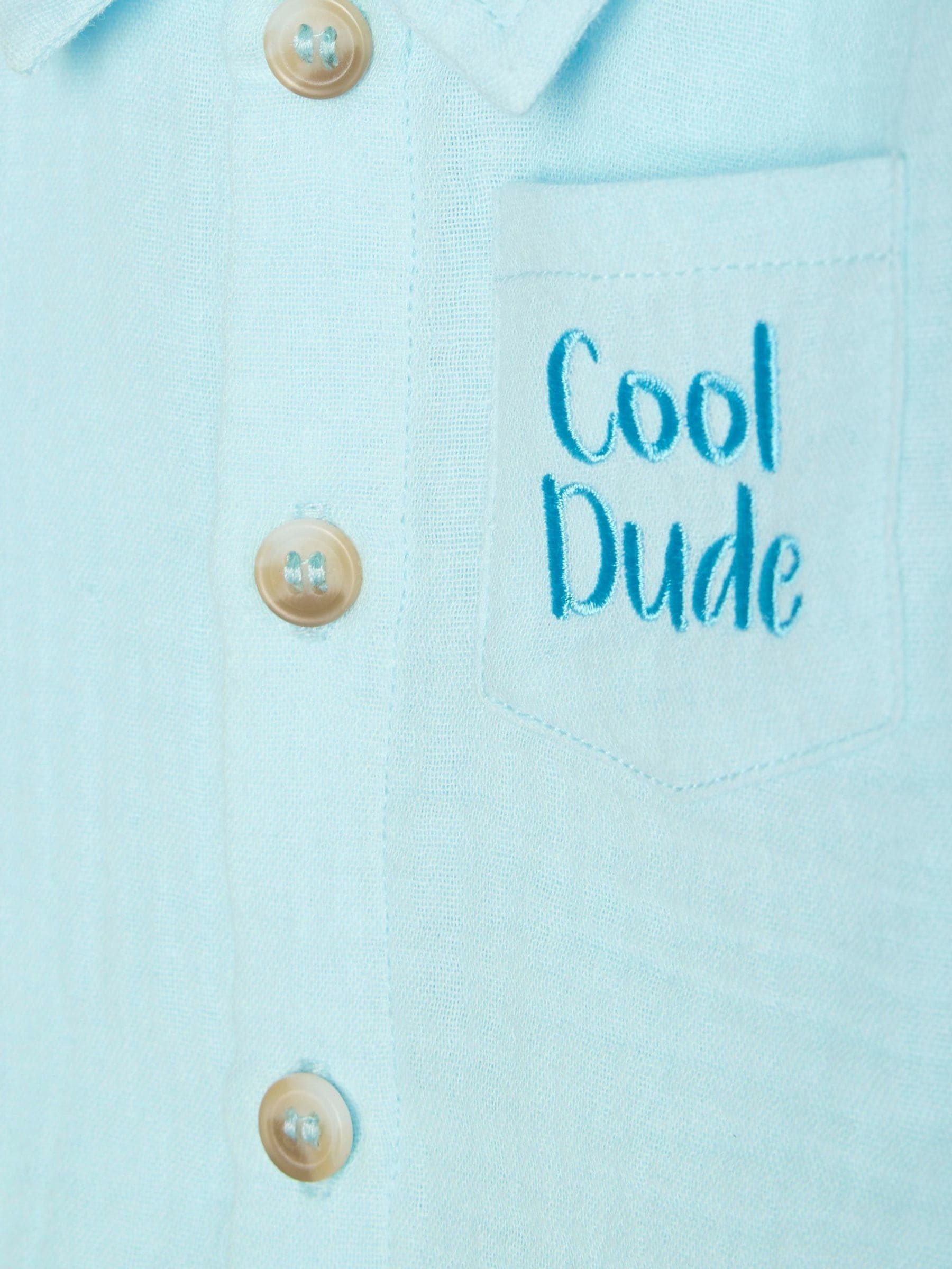 River Island Blue Cool Dude Cheesecloth Shirt & Short Set image 4