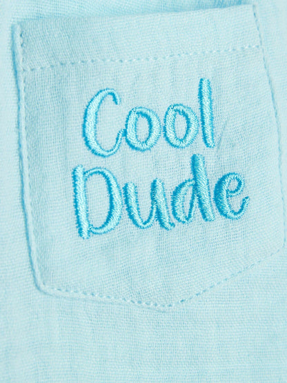 River Island Blue Cool Dude Cheesecloth Shirt & Short Set image 5