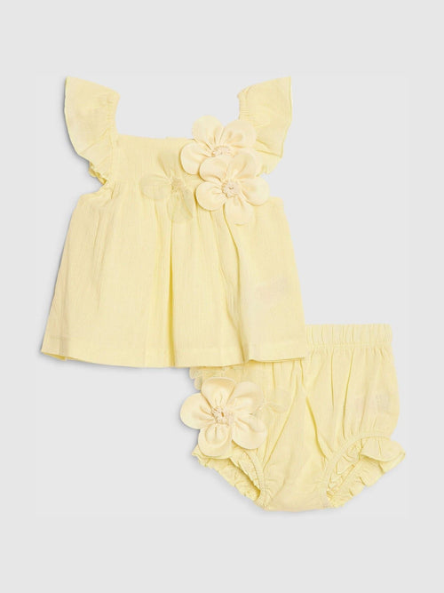 Dsiney Kidz - River Island Yellow Flower Smock Top & Shorts Set image 1