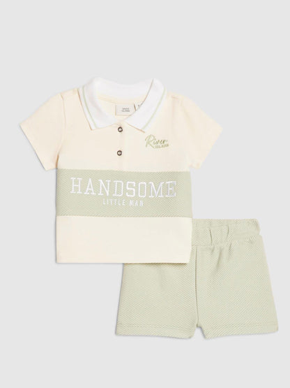Dsiney Kidz - River Island Green Handsome Polo Shirt & Short Set image 1