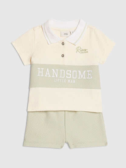 Dsiney Kidz - River Island Green Handsome Polo Shirt & Short Set image 3
