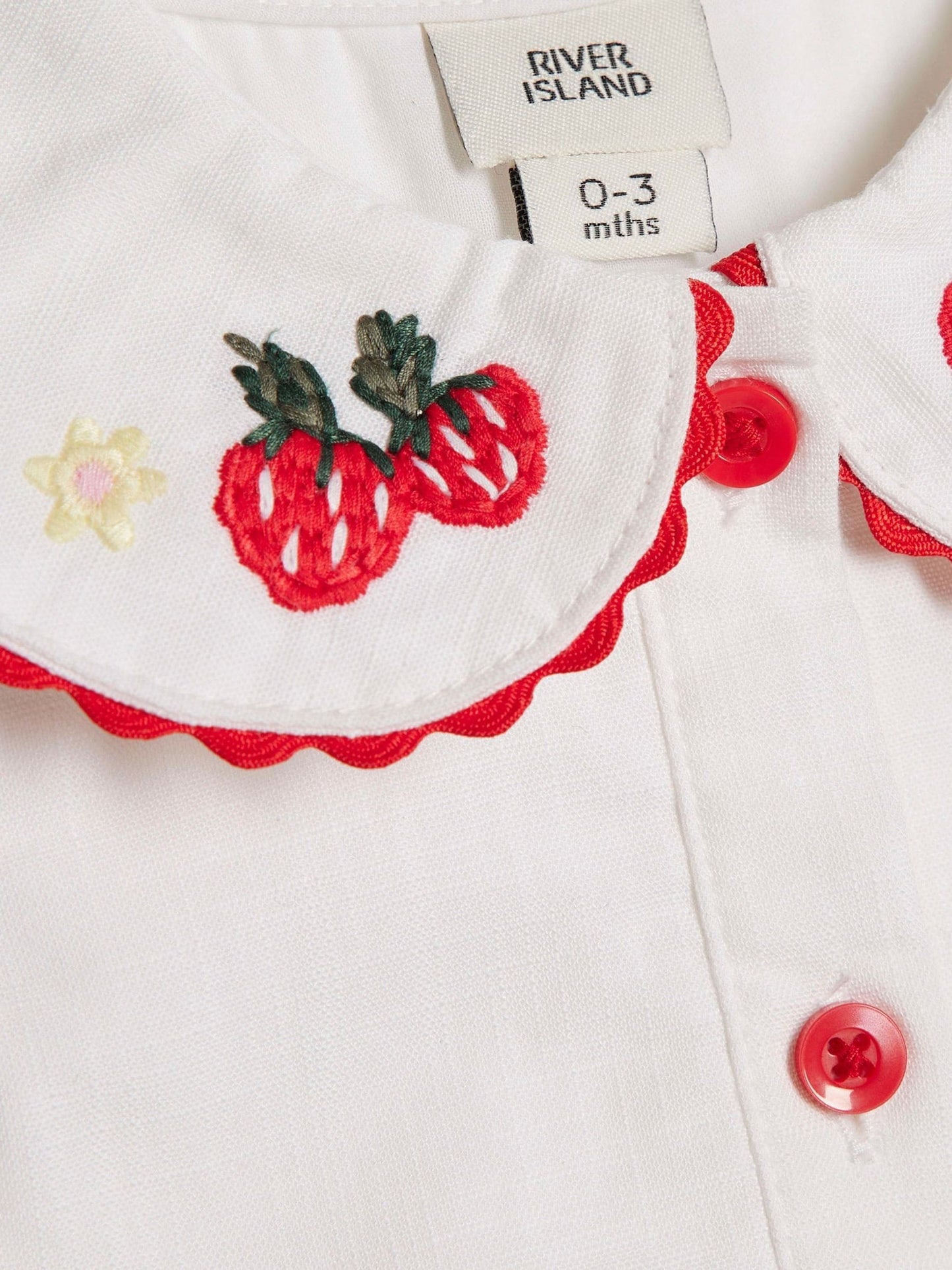 River Island White Strawberry Peplum Blouse & Short Set image 4