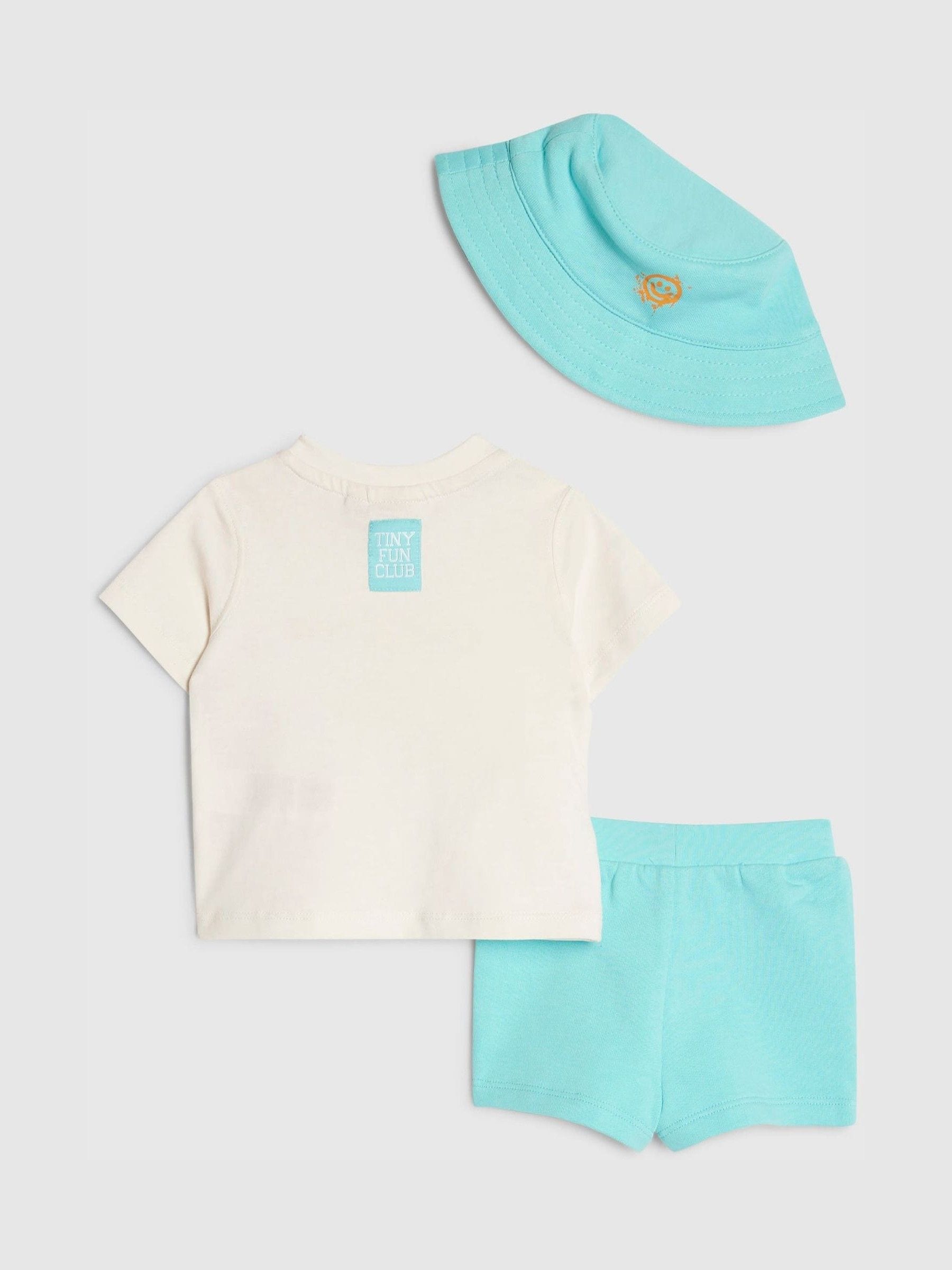 River Island White Smiley Top & Short 3 Piece Set image 2