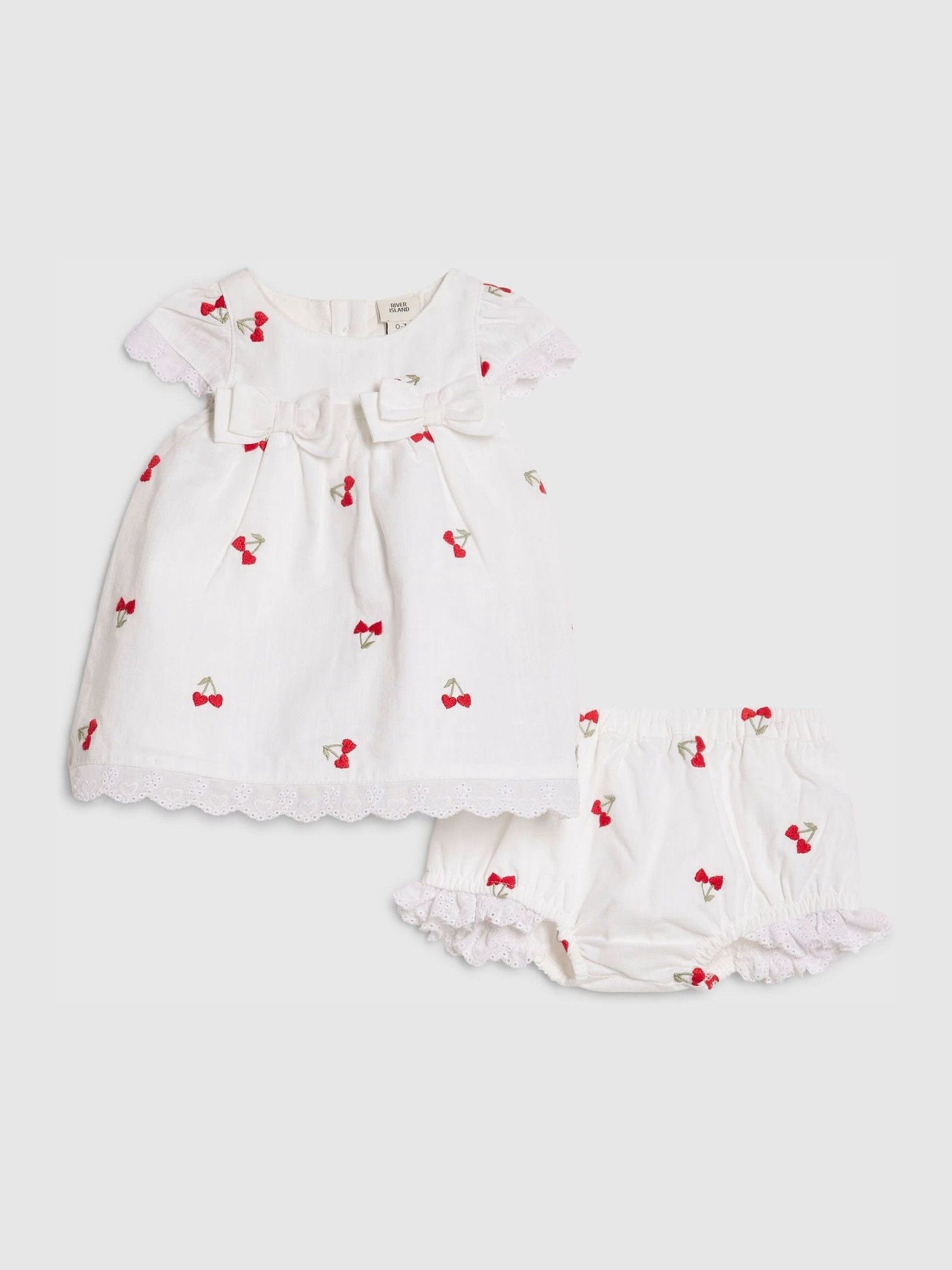 Dsiney Kidz - River Island White Cherry Dress & Bloomer Short Set image 1