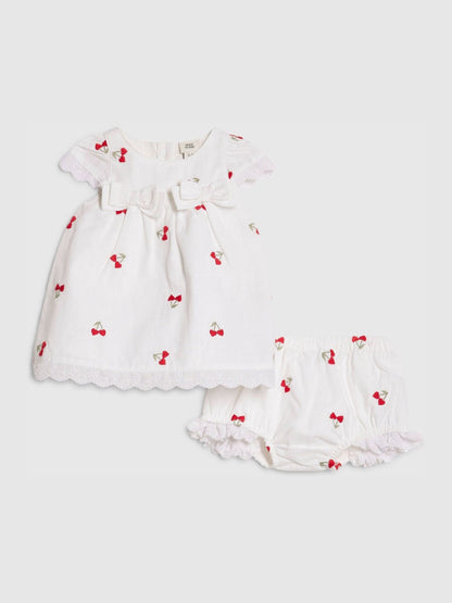 Dsiney Kidz - River Island White Cherry Dress & Bloomer Short Set image 1