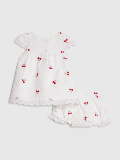 Dsiney Kidz - River Island White Cherry Dress & Bloomer Short Set image 2