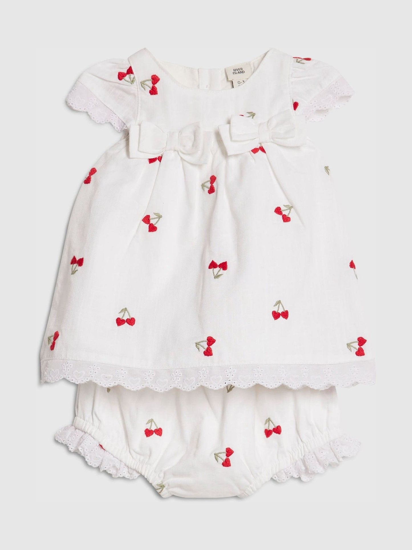 Dsiney Kidz - River Island White Cherry Dress & Bloomer Short Set image 3