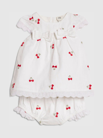 Dsiney Kidz - River Island White Cherry Dress & Bloomer Short Set image 3