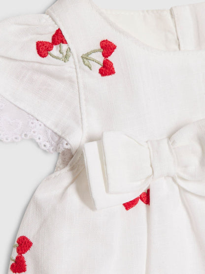 Dsiney Kidz - River Island White Cherry Dress & Bloomer Short Set image 4