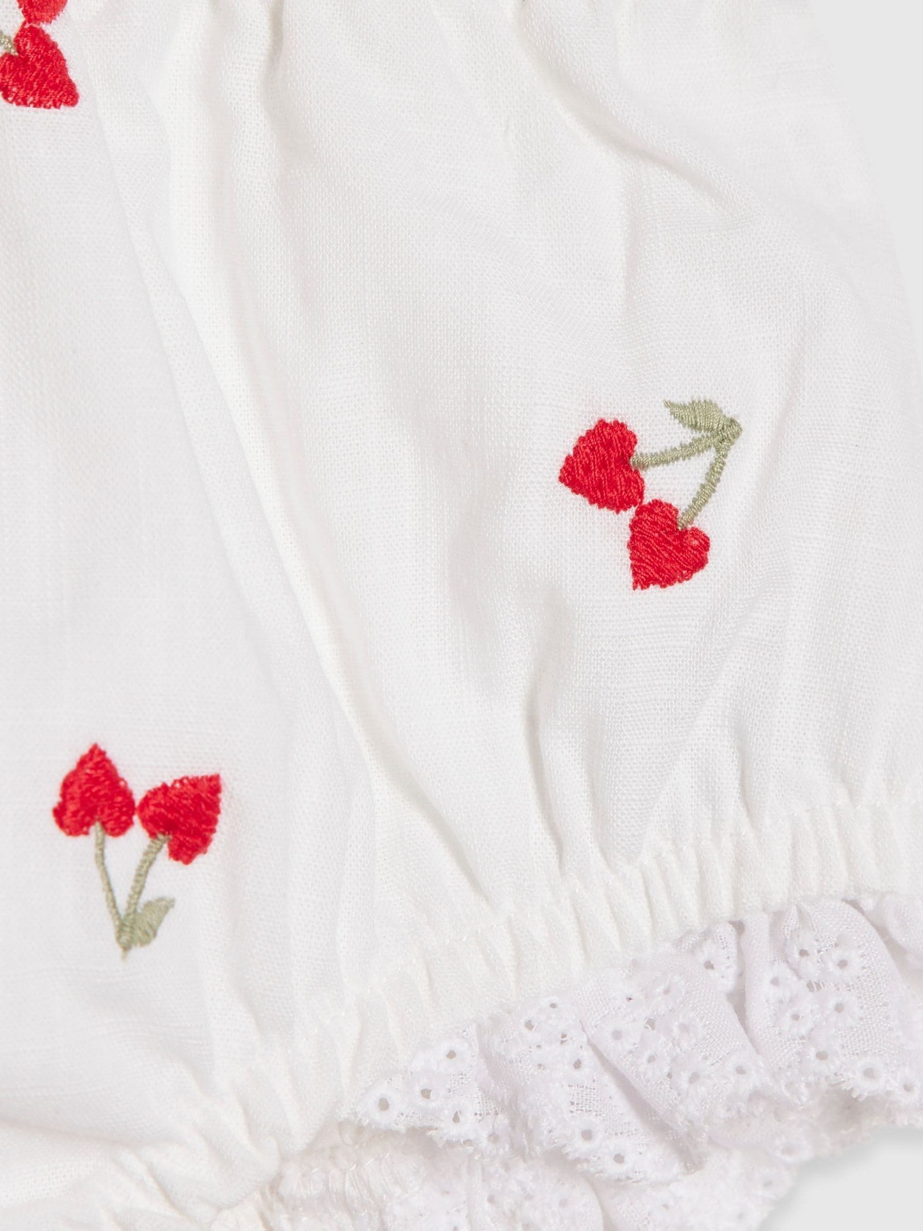 Dsiney Kidz - River Island White Cherry Dress & Bloomer Short Set image 5