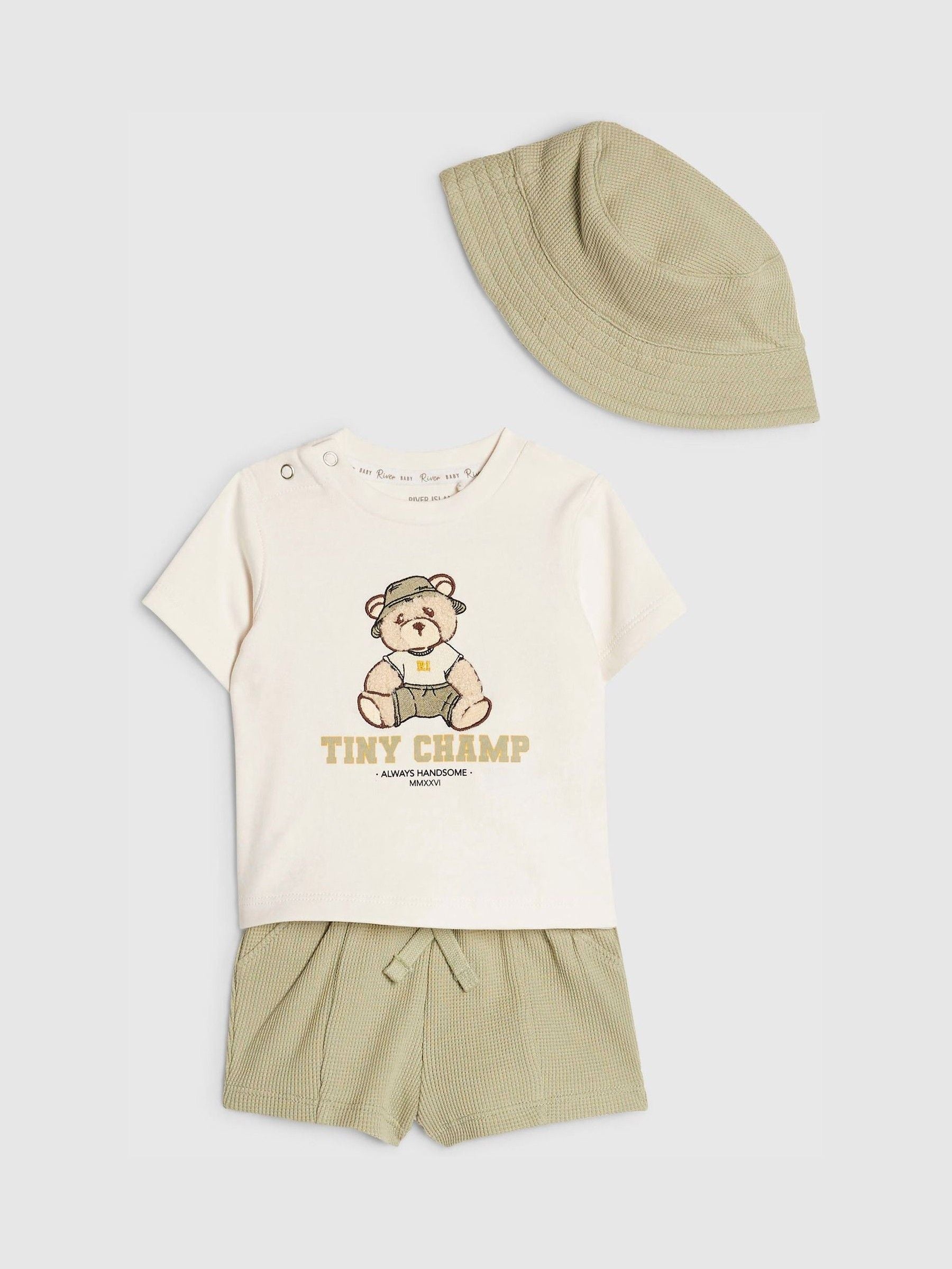 River Island Green Tiny Champ T-Shirt & Short Set image 1